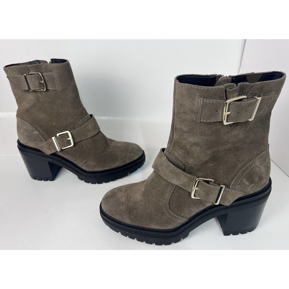 Kenneth Cole “Rhode” Suede Ankle Boots Double Buckle Lug Polar Grip Sole Size 8 - Picture 3 of 13